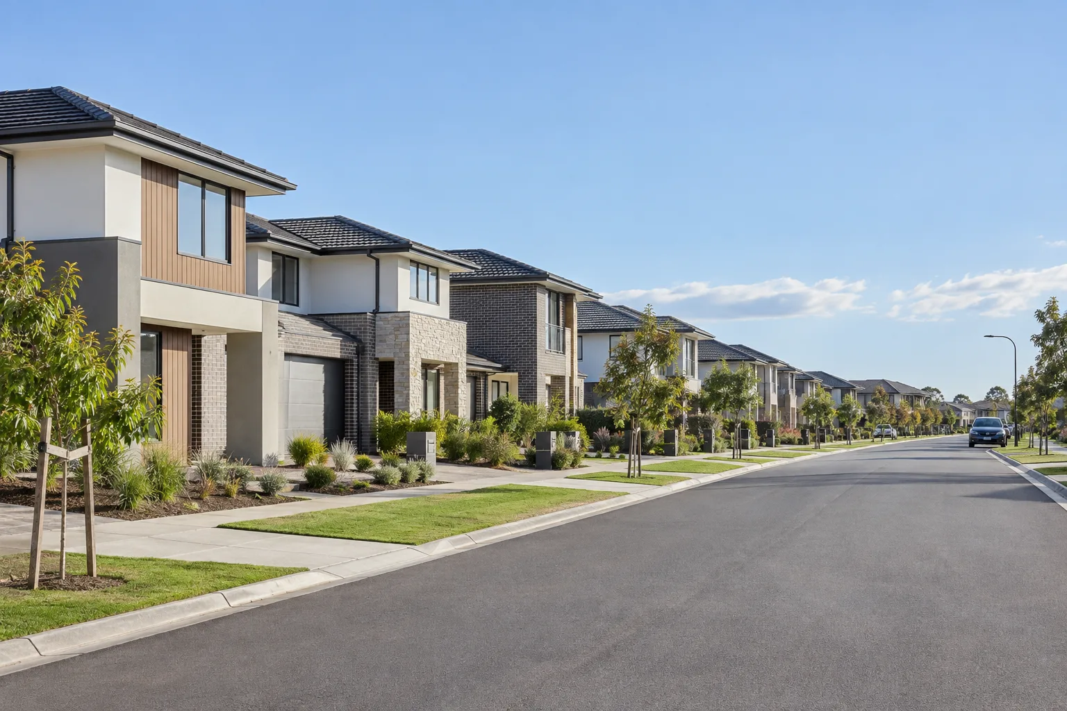 Illustrative contemporary residential streetscape in Melbourne's western suburbs